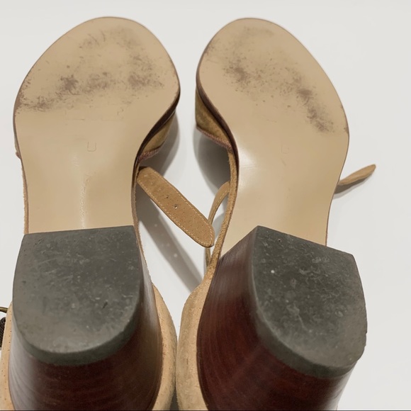 VINTAGE BEENE BAG CAMEL SUEDE ANKLE STRAP CHUNKY HEEL SHOES - Picture 7 of 13